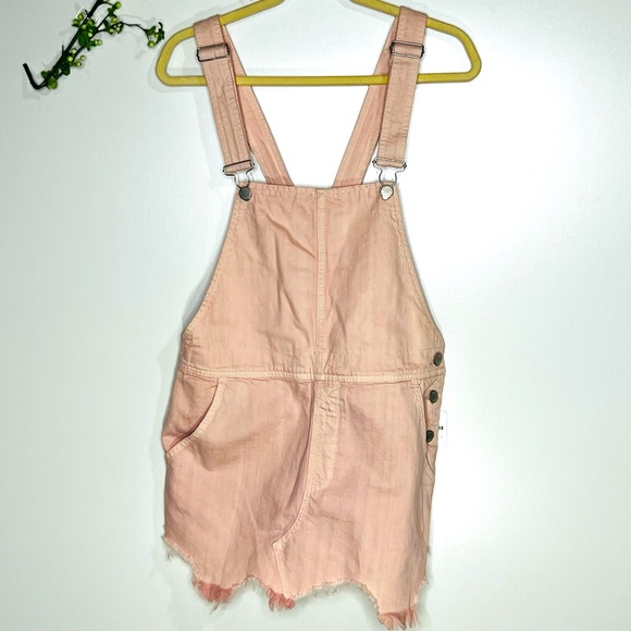Free People Pink Jean Cutoff Overall Dress NWT! - Picture 3 of 12
